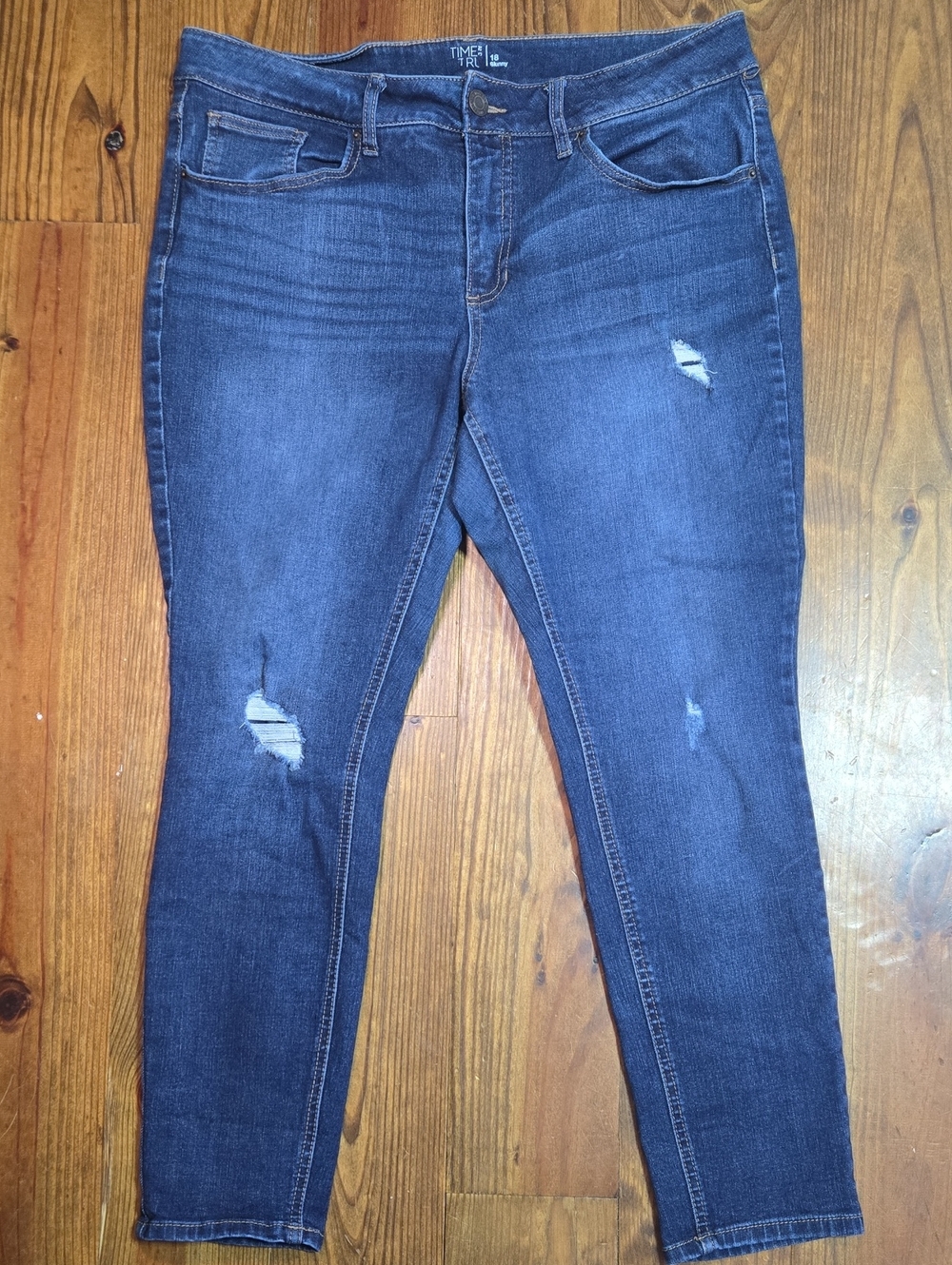 Time and Tru Dark Blue Ripped Skinny Jeans